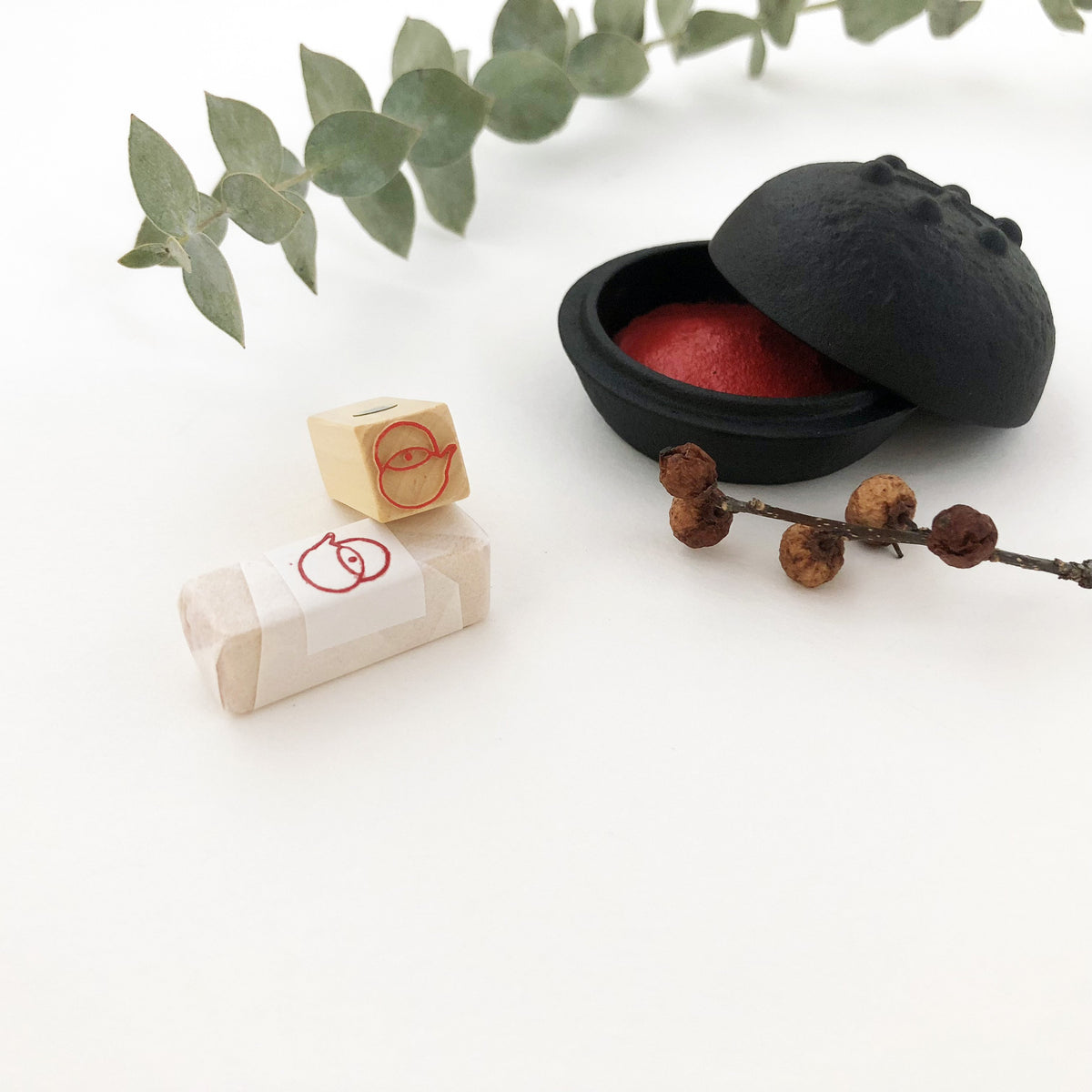 KYUKANDO Yura-No-In Wooden Stamp - Kettle-niconeco zakkaya