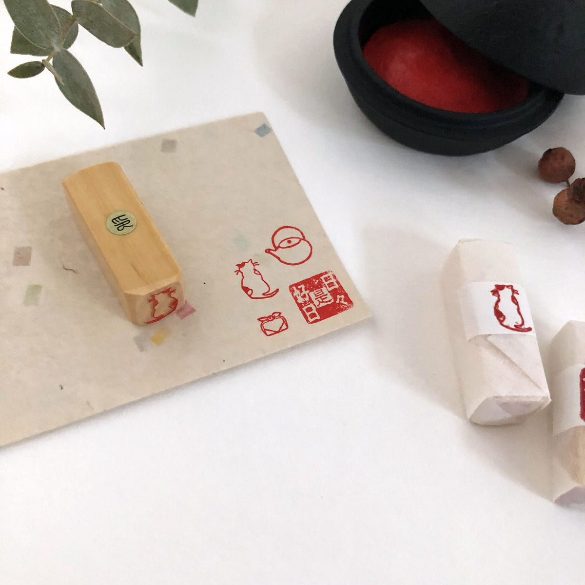 KYUKANDO Yura-No-In Wooden Stamp - Kettle-niconeco zakkaya