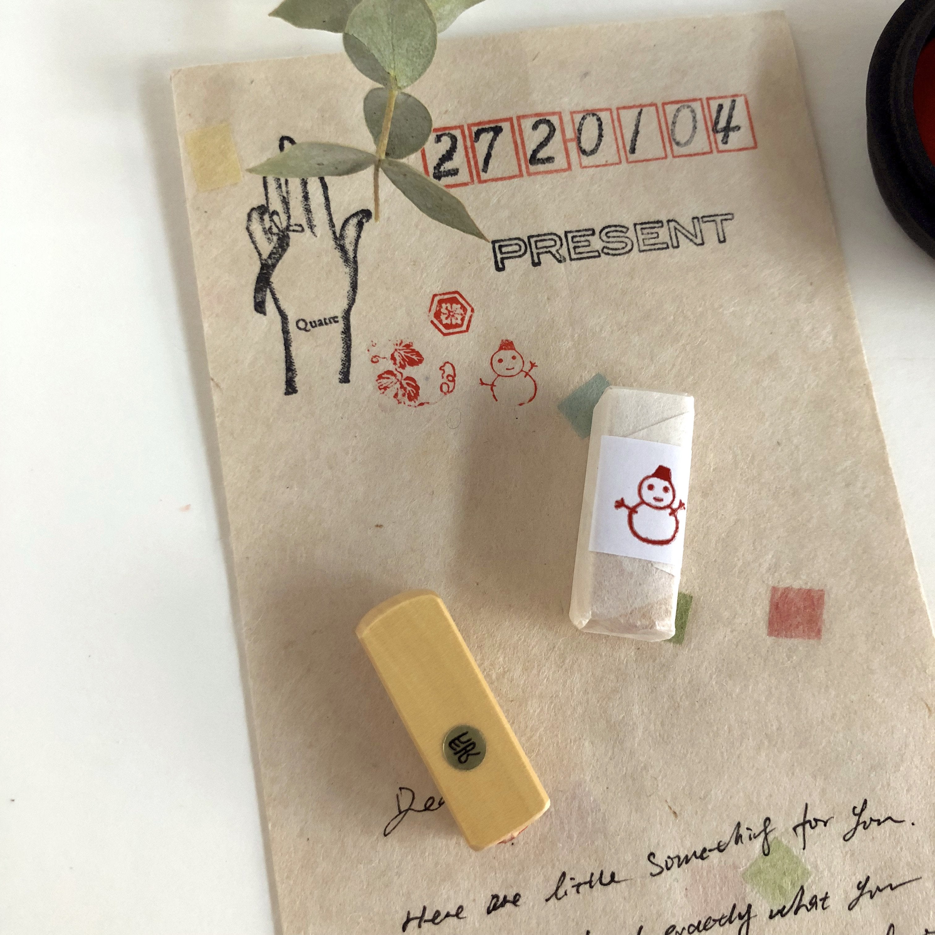 KYUKANDO Yura-No-In Wooden Stamp - Snowman-niconeco zakkaya