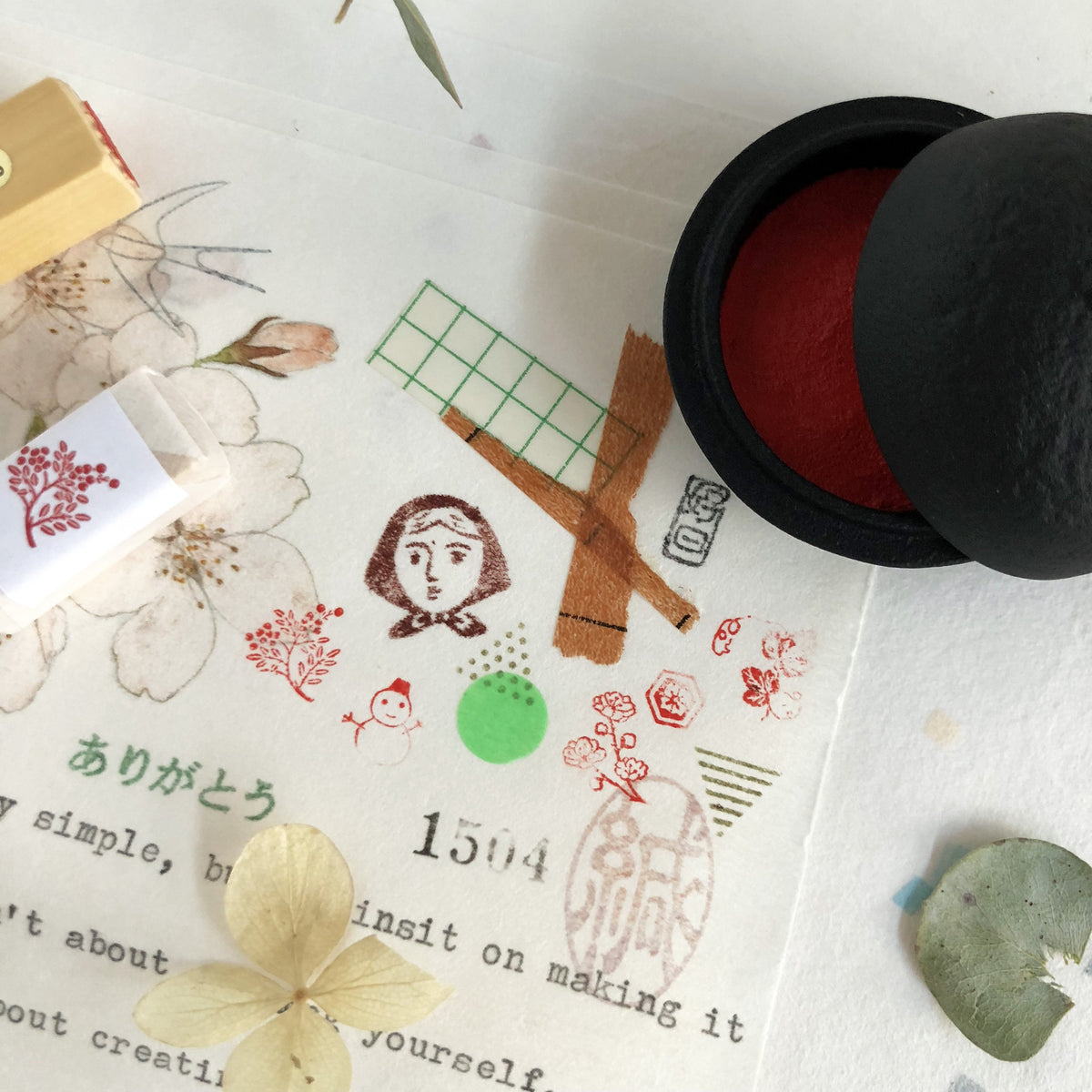 KYUKANDO Yura-No-In Wooden Stamp - Snowman-niconeco zakkaya
